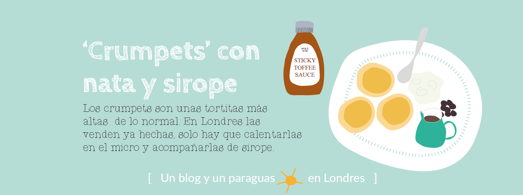 Crumpets con nata y sirope dibujo