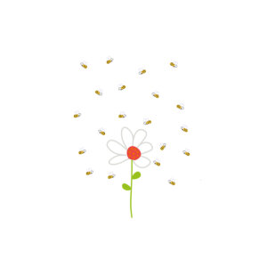 Dibujo para niños Flor y avispas