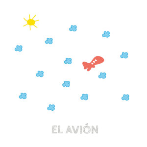 Dibujo para niños Un avión entre nubes