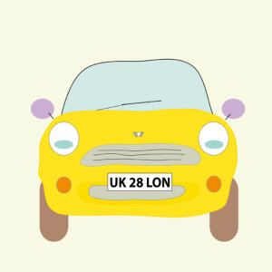 Ilustración del Mini amarillo en Londres de Estrella de Pablo